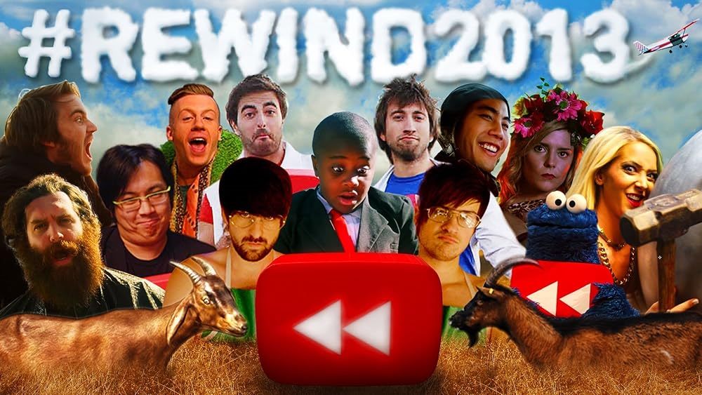 YouTube Rewind 2013: What Does 2013 Say? key art with the goats and a biplane